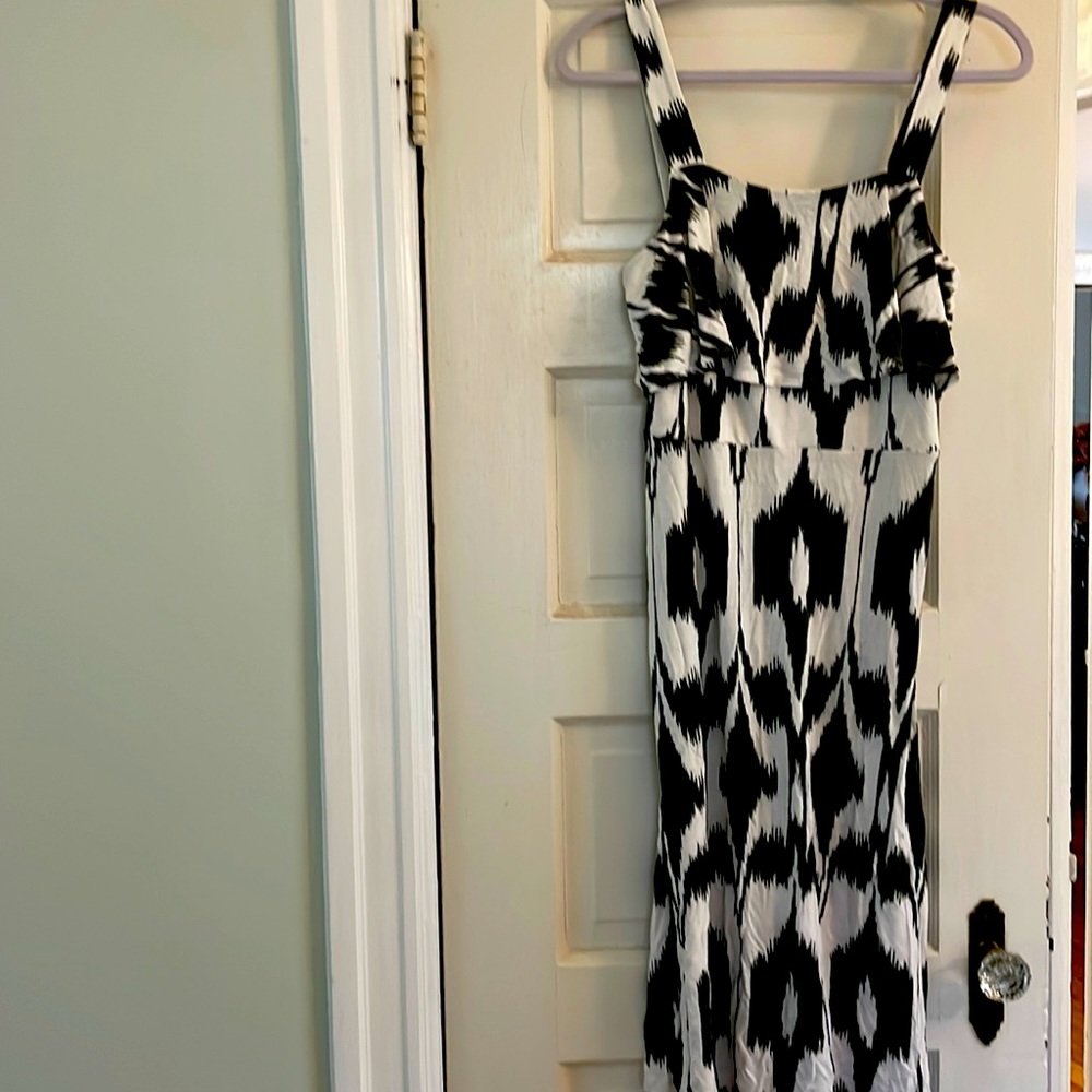 Loft dress, never worn, green and white pattern